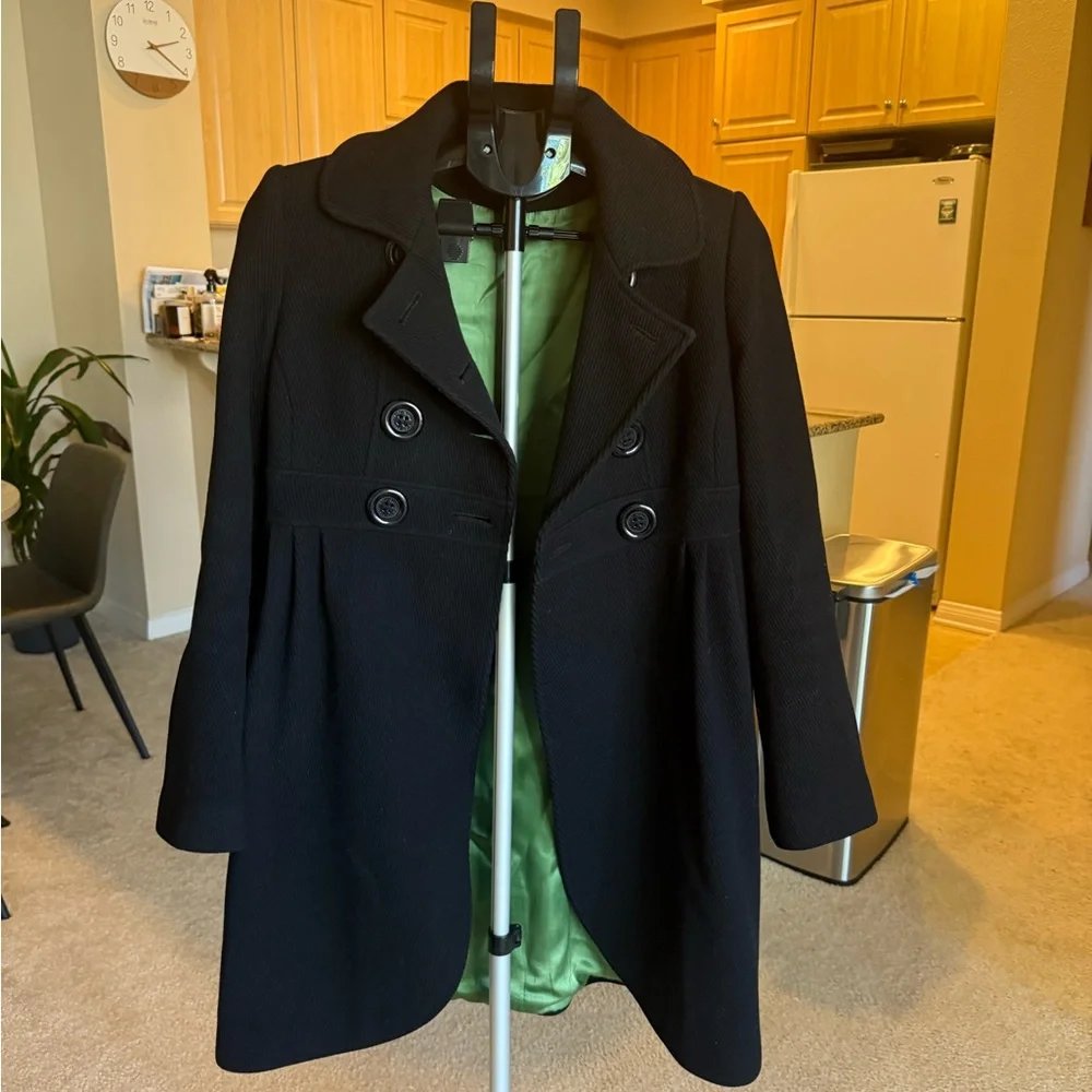 Kate Spade Black Double-Breasted Pea Coat